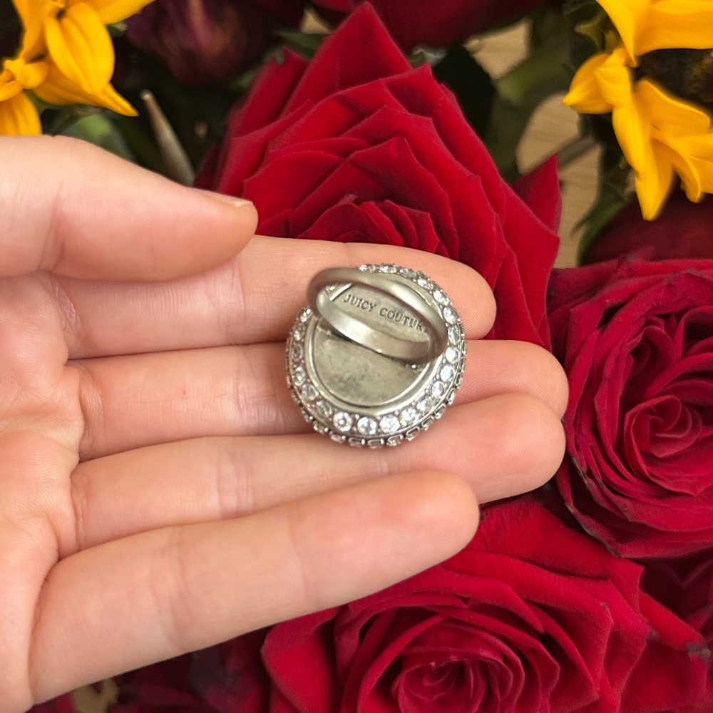 Vintage Juicy Couture Clear Oval Faceted Center Crystal Ring - Picture 4 of 7